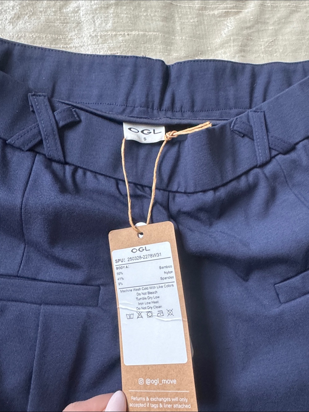 OGL Navy High-Rise Wide Leg Pants - Picture 4 of 5